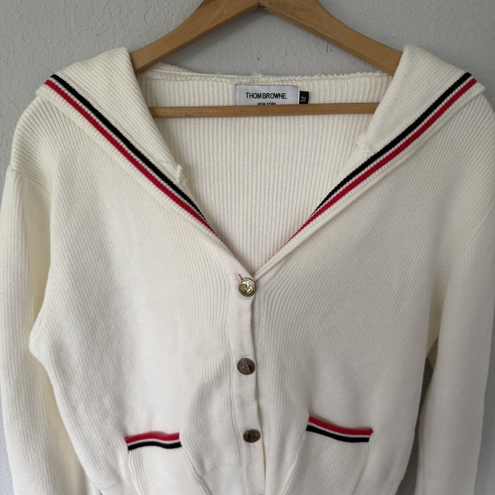 Thom Browne New York Rib Knit Cardigan Hoodie – Size Medium - Picture 3 of 14